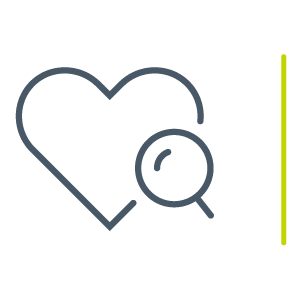 heart with magnifying glass