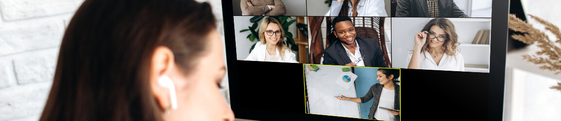 woman in a meeting remotely