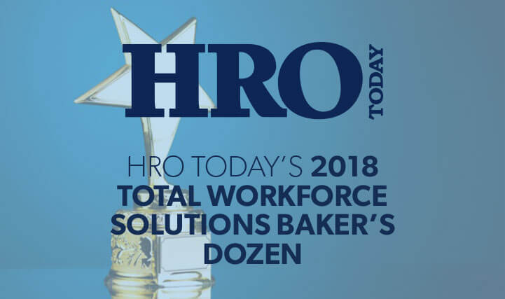 Single Star Award - For HRO Today's 2018 Total Workforce Solutions Baker's Dozen.