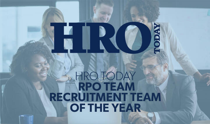 Four Professional Colleagues Smiling and Agreeing Together - HRO Today RPO Team Recruitment Team of The Year.