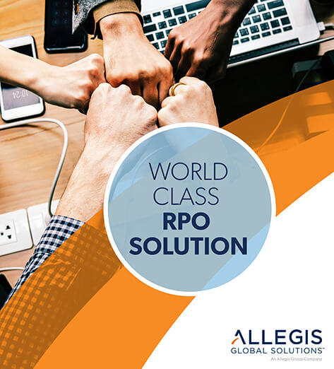 Five Peoples Fist in All-in Fist Bumps Formation - For World Class RPO Solution.