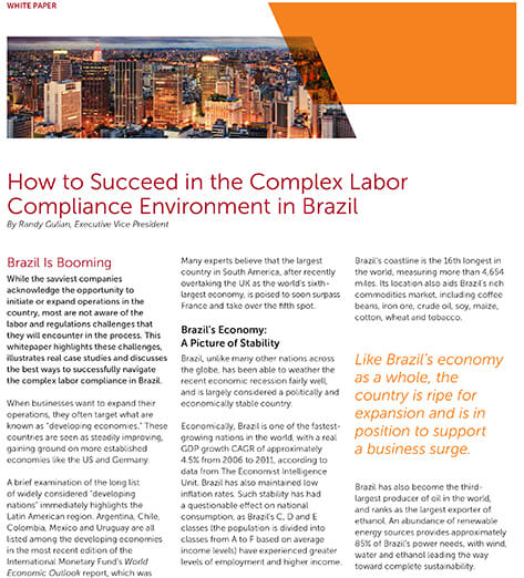 Complex Labor Compliance Environment in Brazil