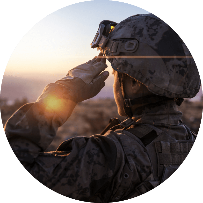 Military individual saluting 