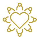 Diversity, equity and inclusion illustrated icon of people surrounding a heart.