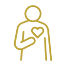 Health and wellness illustrated icon of a person and heart.