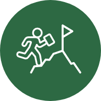 Green and white career development icon