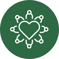 Green and white diversity, equity and inclusion icon