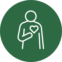 Green and white health and wellness icon