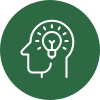 Green and white ownership mindset icon