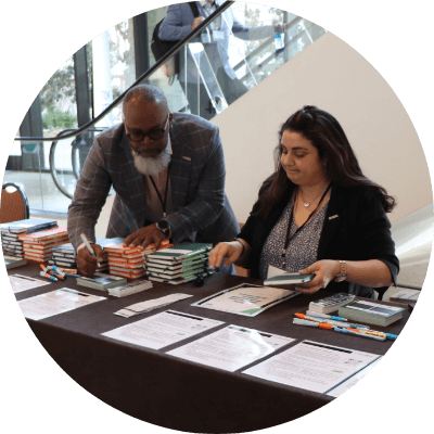 Executives at an employee event