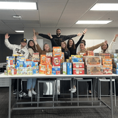 Employees volunteering at a community center