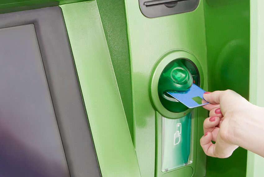 ATM transaction in process.