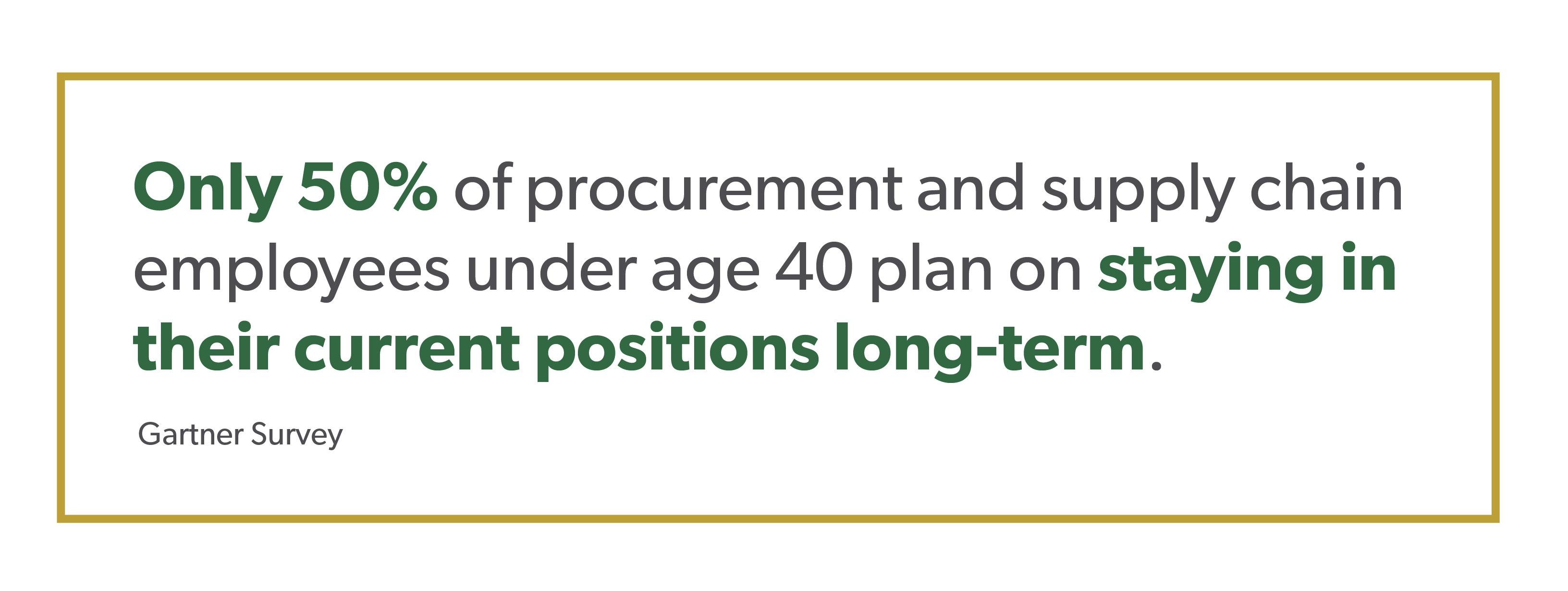 Statistic graphic shows 50% of procurement and supply chain workers under age 40 plan to stay in positions long-term.