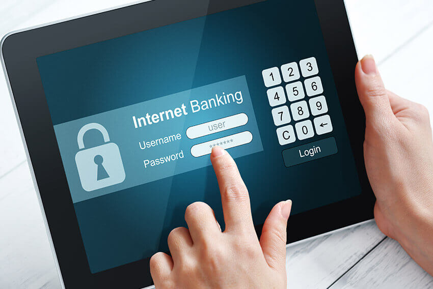 Login screen of mobile banking on a tablet. Aston Carter Staffing Articles.