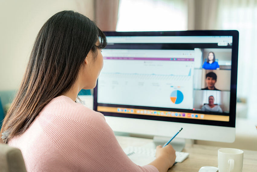 woman video chatting