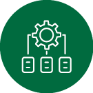 Green and white icon: build