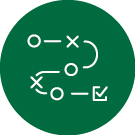 Green and white icon: plan