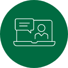 Human resources (HR) assistant green and white icon