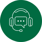 Human resources (HR) recruiter green and white icon