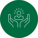 Human resources (HR) talent specialist green and white icon