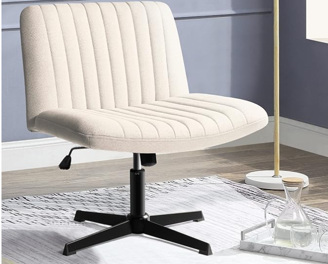 Large cream colored upholstered office chair